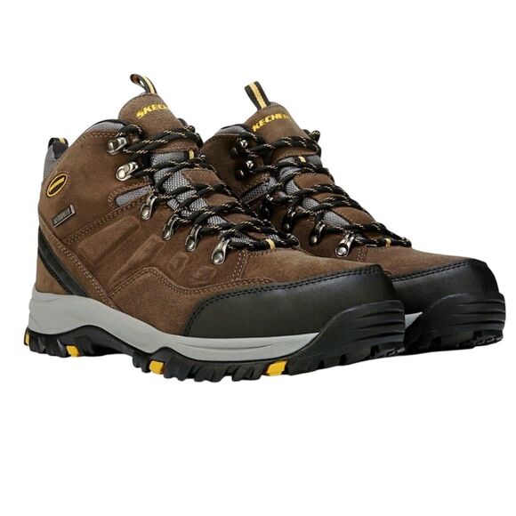 Skechers Mens Leather Boots Waterproof Memory Foam 7.5 Extra Wide bv - Picture 1 of 10